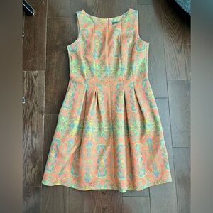 Gabby Skye Peach Fit & Flare Dress with Pleats
